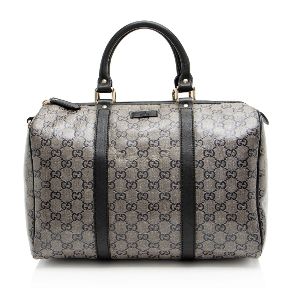 Gucci Black and Gray Speedy/Duffel Bag with Iconic Monogram